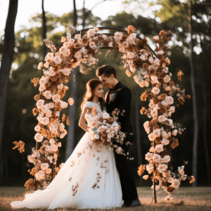 Elegant Floral Arch with Blush Pink and Terracotta Roses
