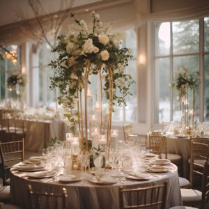 Serene Elegance: The Cascading Floral Chandelier - A captivating centerpiece featuring hanging vines, white roses, and orchids, adding sophistication and drama to your event."