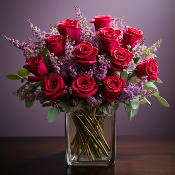 A Dozen Roses in a Lavender Oasis columbus ohio valentine's day delivery